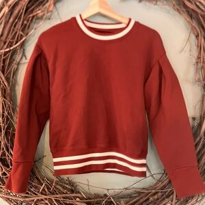 Madewell Varsity stripe pleat sleeve Sweatshirt with White Trim Womens small